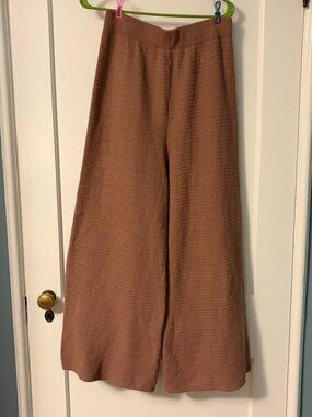 Sincerely Jules Wide Leg Knit Pants in Mauve Brown